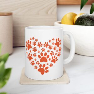 Dog paw hearts Ceramic Mug, (11oz, 15oz)