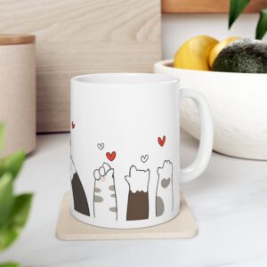 Cute Cat paw love Ceramic Mug, (11oz)
